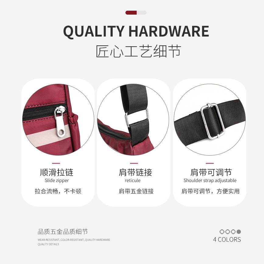 New women's crossbody bag, nylon fashionable striped single-shoulder bag, large-capacity multi-layer simple middle-aged mom bag details Picture