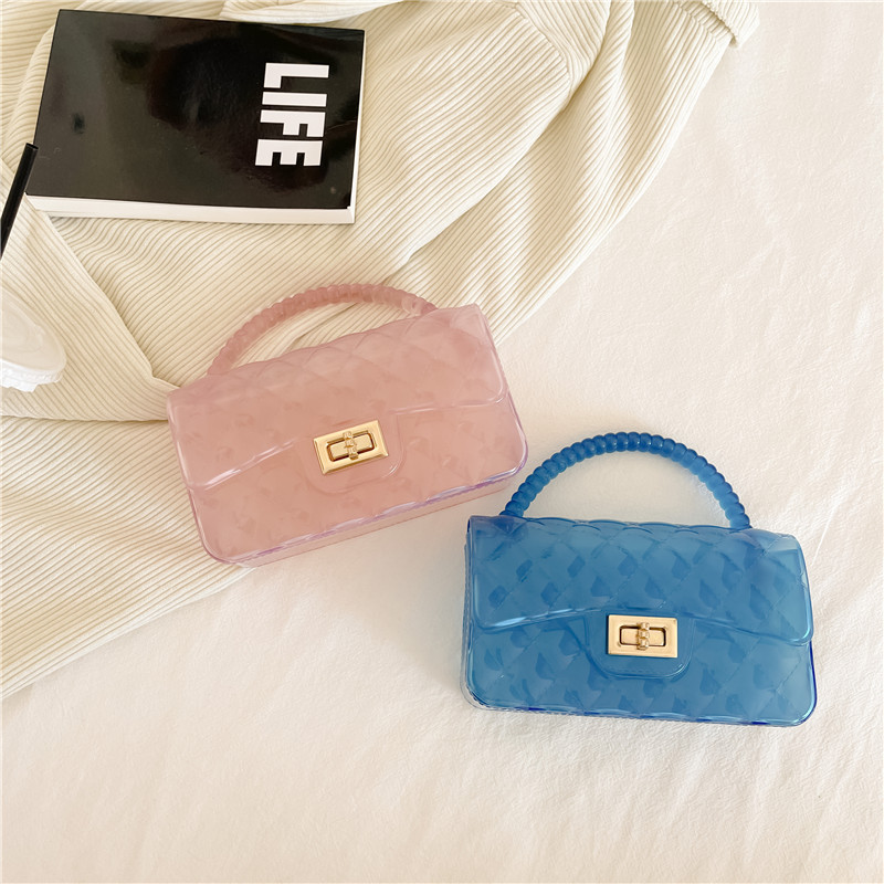 New Spring/Summer 2025 Korean-style trendy and fashionable small chanel-style bag, versatile diamond-shaped chain transparent jelly bag crossbody bag Specification drawing