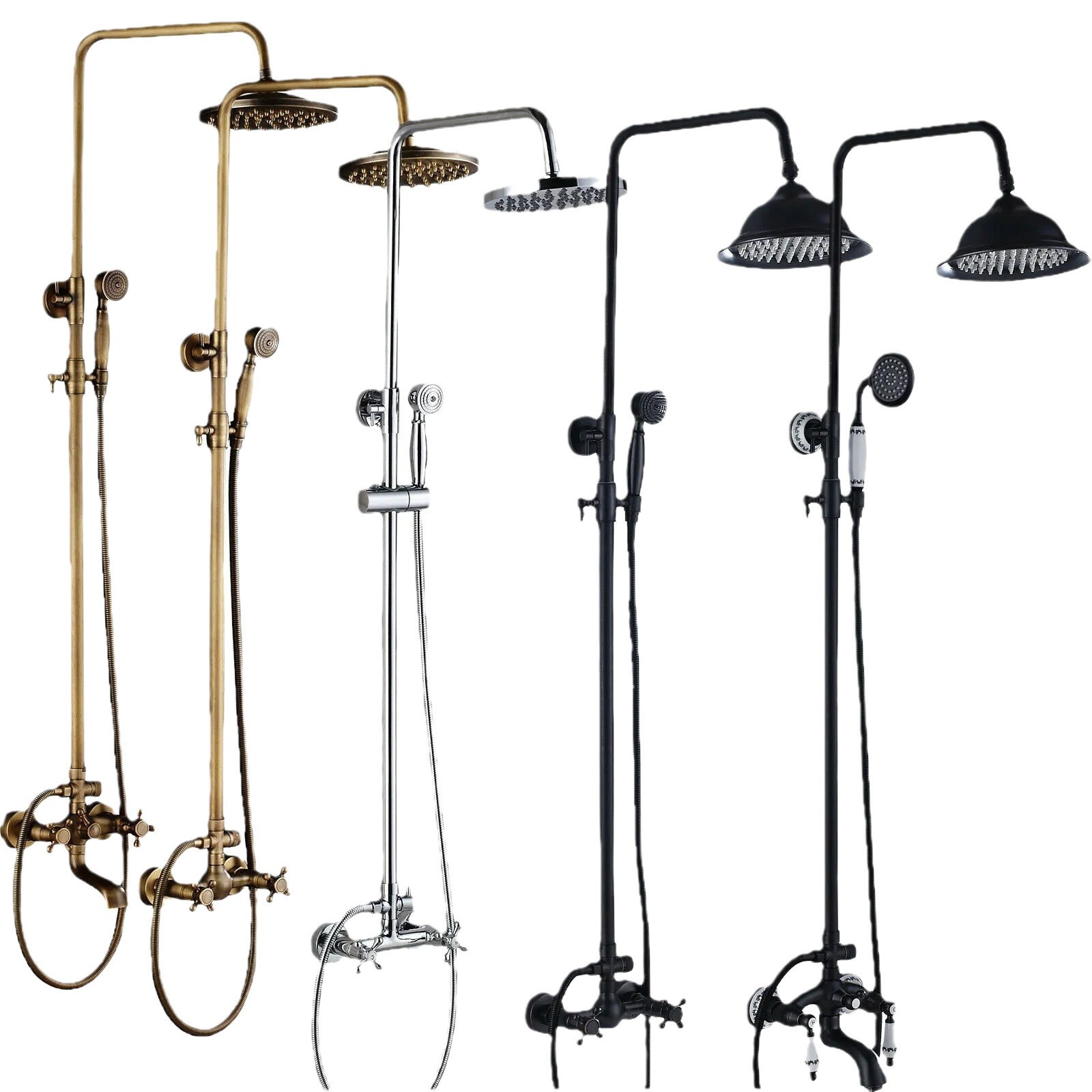 Antique all-copper shower head set, European retro simple shower head and rain shower, cross-border export manufacturer wholesale Item Picture