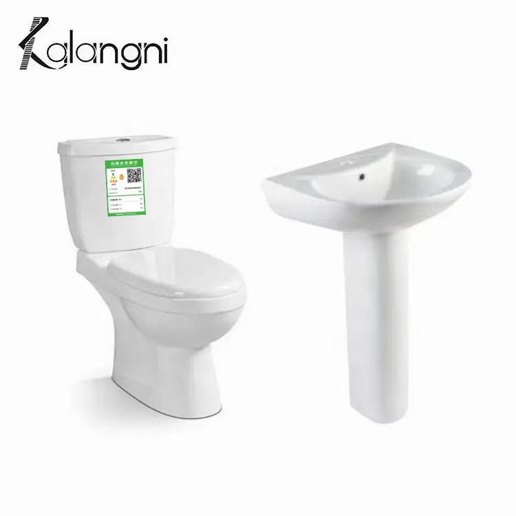 20-inch ceramic column basin direct-flush split toilet with floor and wall panels for foreign trade full figure