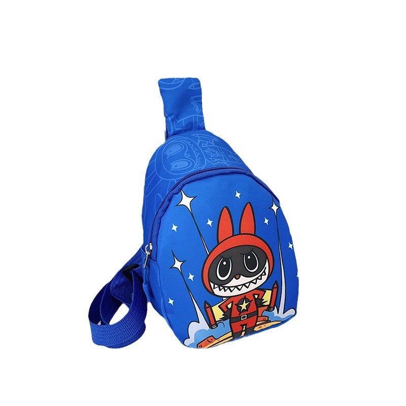 Large-capacity children's chest bag with printed patterns, cute cartoon casual single-shoulder crossbody bag for boys and girls, coin purse, trendy baby matching Item Picture