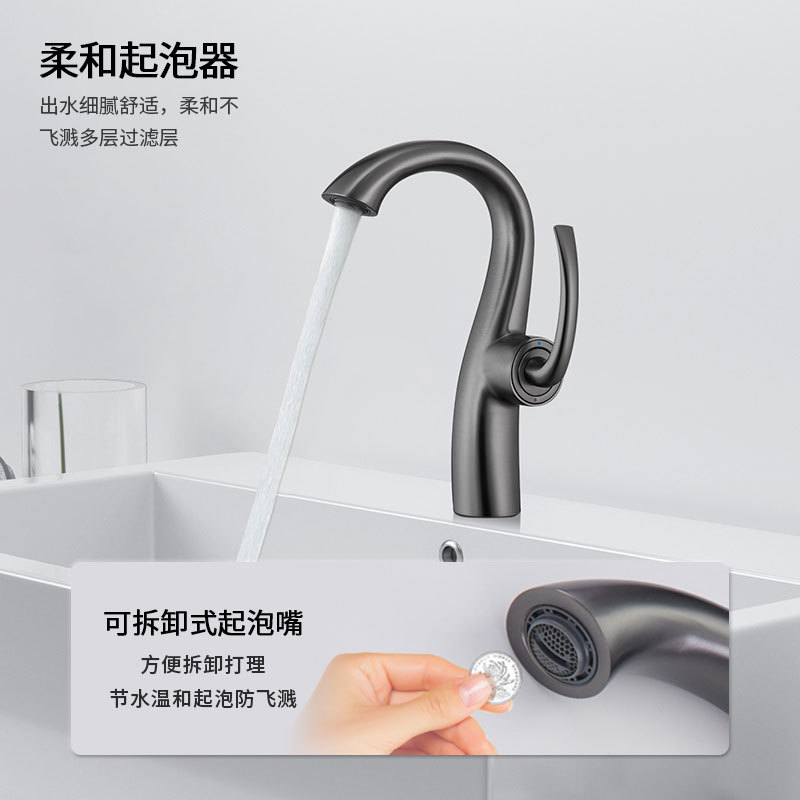 New retro faucet, household washbasin, bathroom cold and hot washbasin, black factory wholesale, cream white details Picture