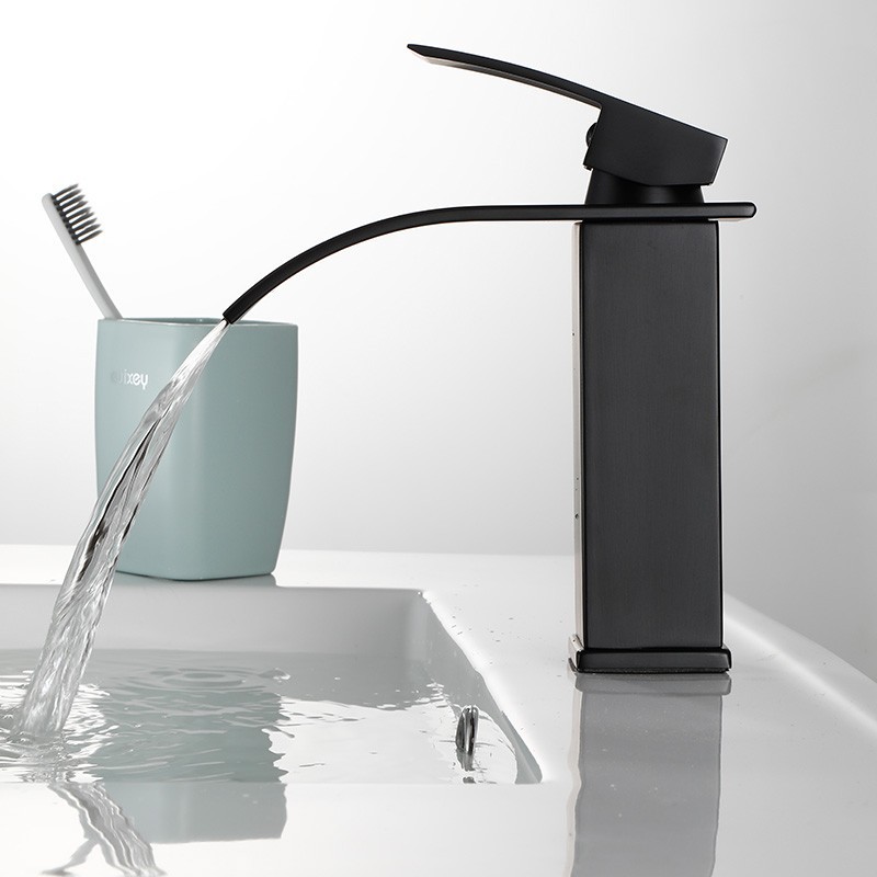 Waterfall-style washbasin faucet, black hot and cold, bathroom, toilet, washbasin, top basin, bathroom, household Specification drawing