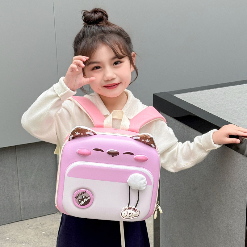 The 2025 new children's backpack with cartoon cute cats, boys' and girls' backpacks, lightweight eggshell bags, and a trend of primary school students' schoolbags Application Scenario