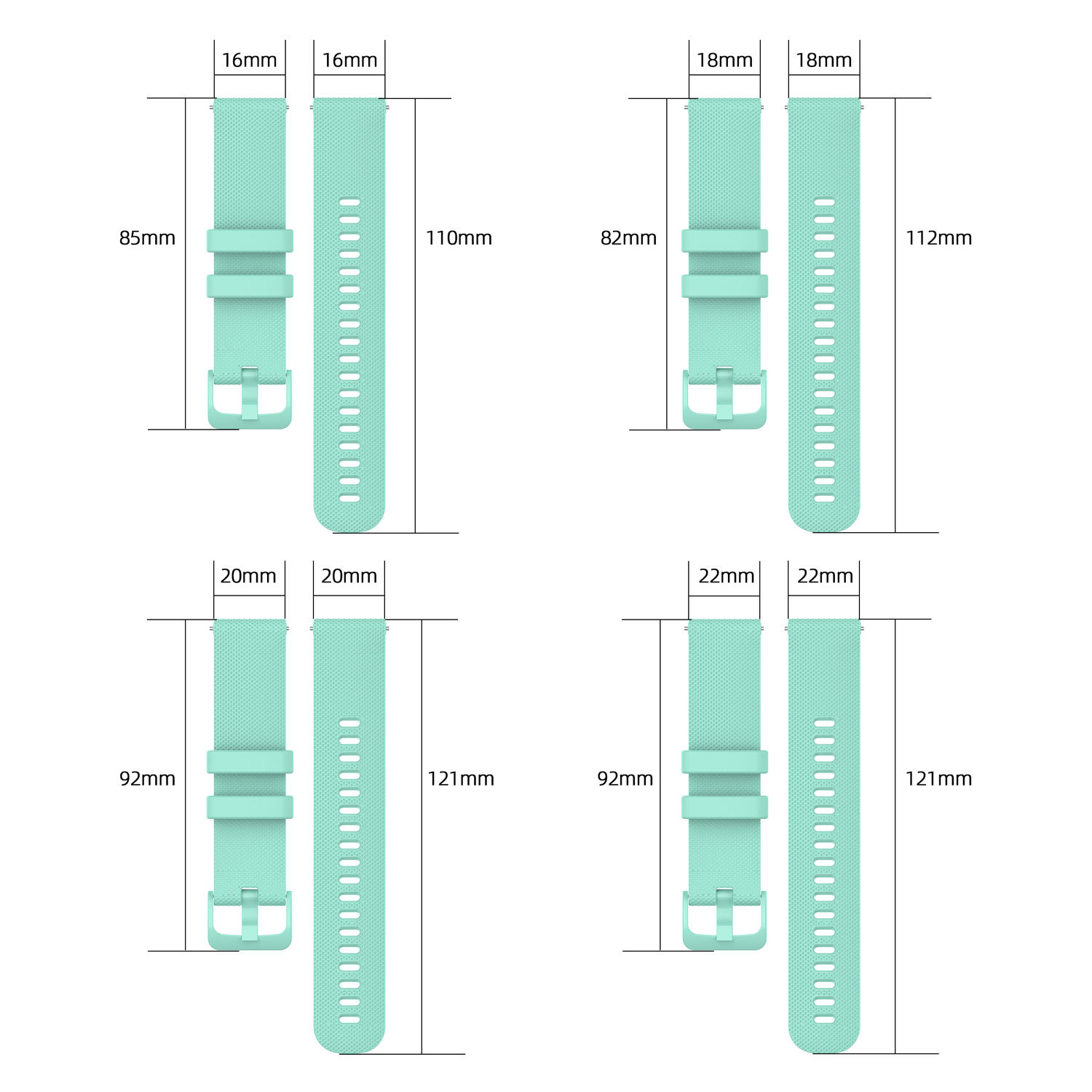 Suitable for Samsung/Huawei/Huami/Garmin silicone watch straps with small checkered patterns of 16/18/20/22mm in stock Specification drawing