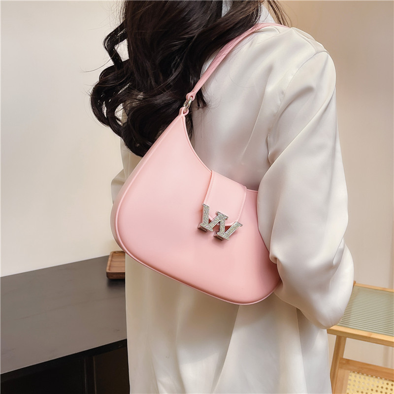 2025 New jelly bag W water diamond buckle Wandering Bag Moon Bag, versatile for daily use, underarm bag, single-shoulder crossbody women's bag Specification drawing