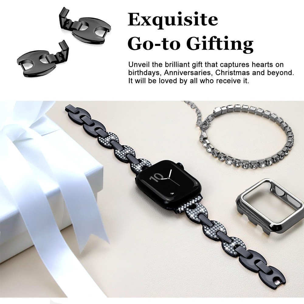 Compatible with apple watch bnad S9876 Chanel-style shiny diamond iwatch metal Apple Watch band Application Scenario