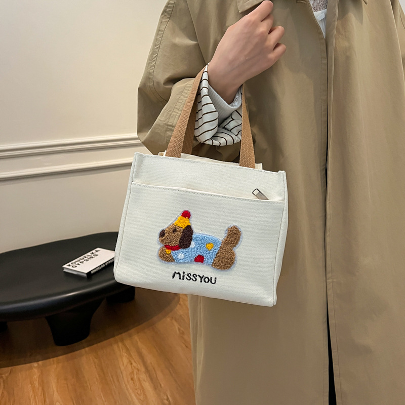 New canvas high-appearancy-level handbag, canvas bag, women's commuter, office worker, student lunch box, mom's work lunch box details Picture