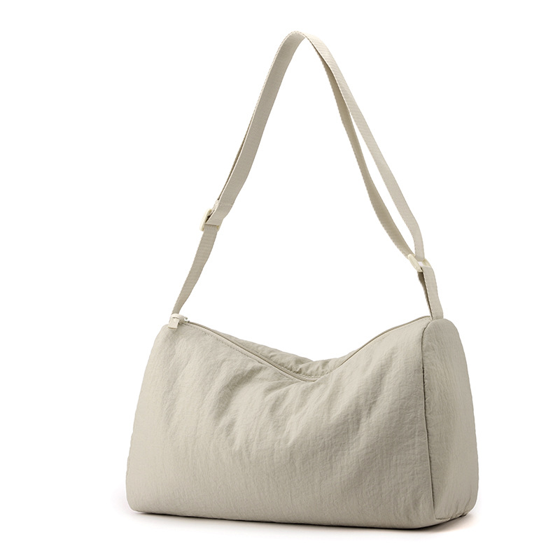 Casual single-shoulder bag for girls, crossbody bag, Japanese-style cylindrical bag, soft cloth bag, large capacity, simple cloth bag, student class bag for girls Item Picture