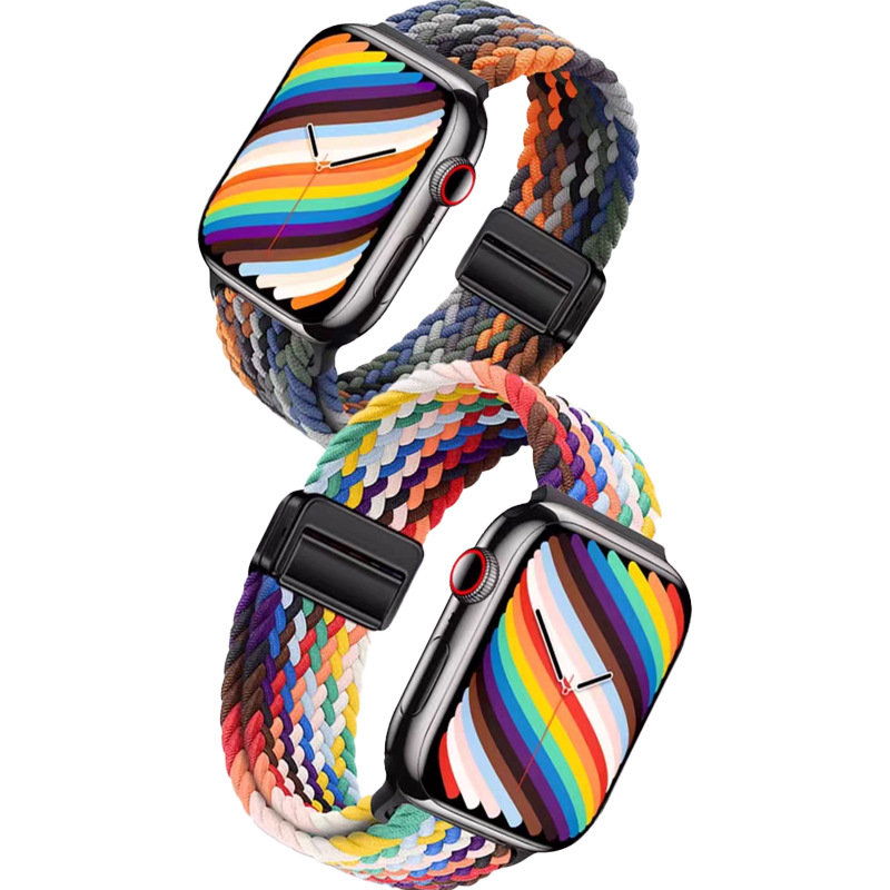 Suitable for Apple Watch magnetic clasp breathable straps, nylon woven, all series one-click quick-release, sweat-proof and anti-slip Item Picture