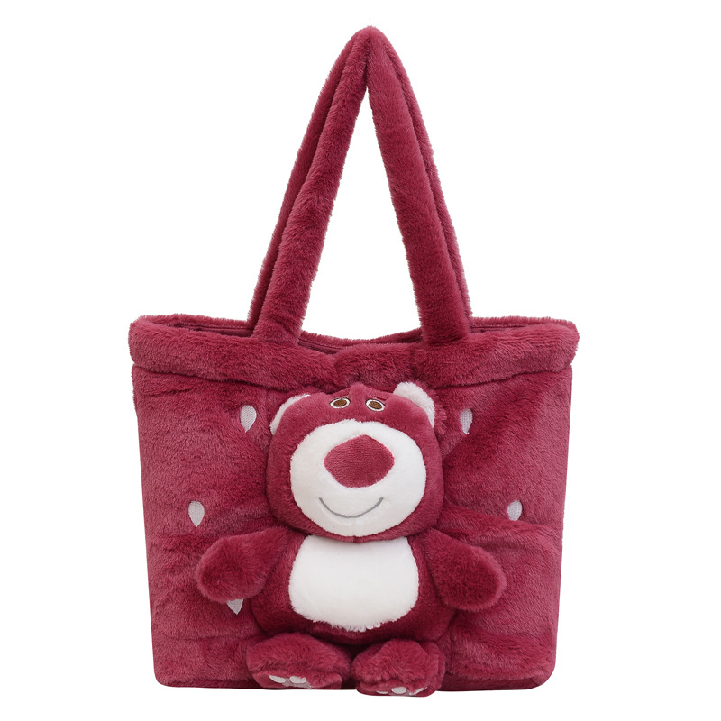 2023 Winter New large-capacity cute Pineapple Winnie Sweet girl single-shoulder bag, street fashion plush girls' bag Item Picture