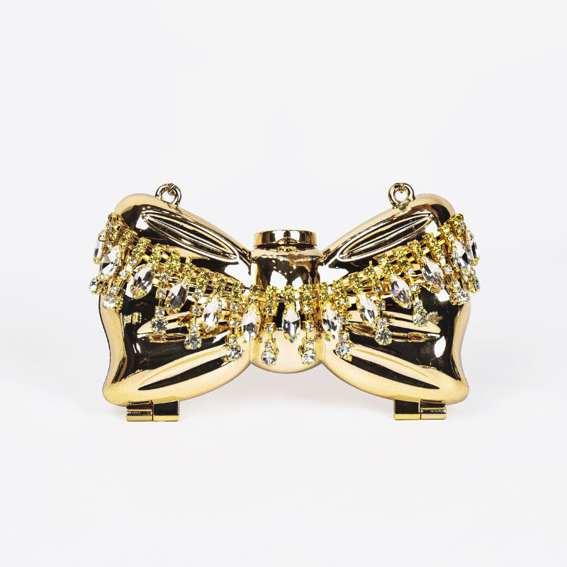 The 2025 autumn new mini accessory bag, fresh and clean makeup mirror bag, chain crossbody women's bag with diamond-encrusted bow Item Picture