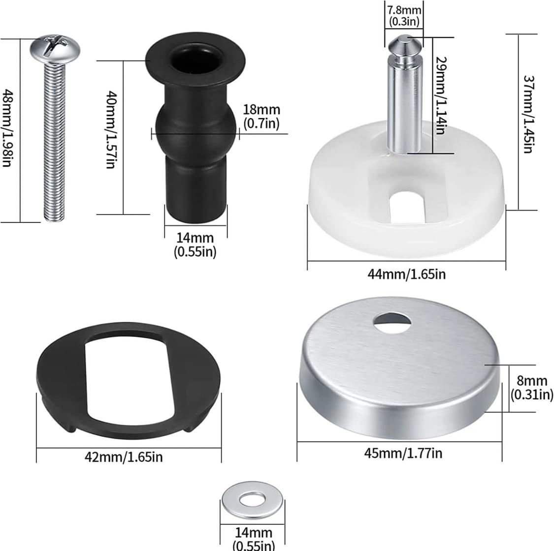 Toilet seat cover accessories, screw toilet seat cover, QQ foot installation, stainless steel cover, PP plastic cover are selling well across borders details Picture