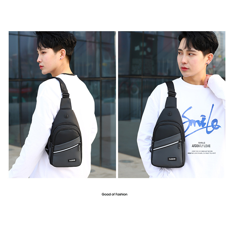 Men's backpack: Simple color contrast, casual and versatile crossbody bag, trendy business single-shoulder Oxford fabric practical chest bag Application Scenario