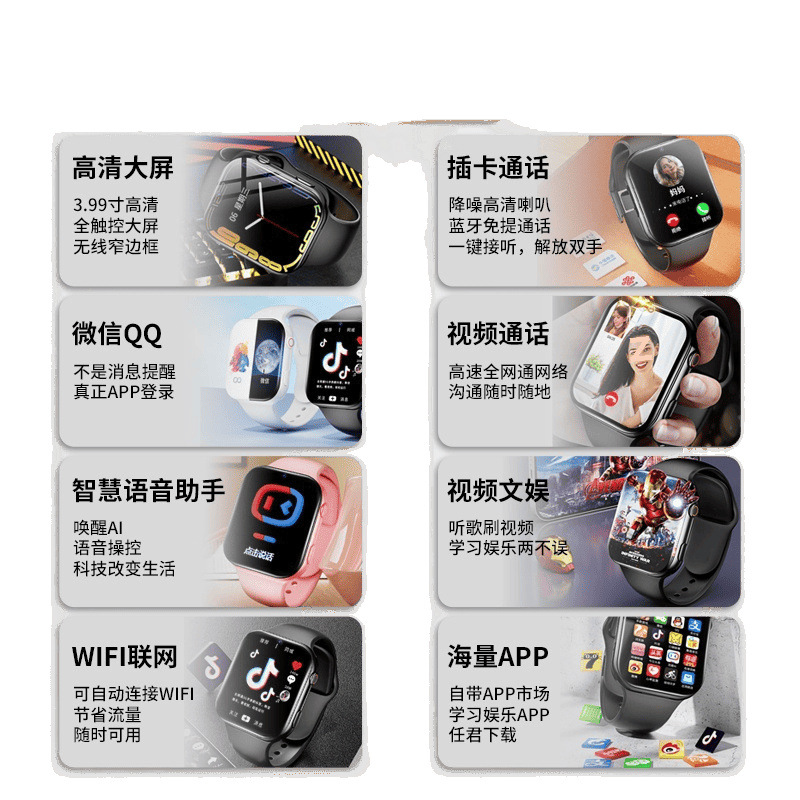 The flagship new card-inserting 5G positioning, waterproof WiFi download, free shipping phone is suitable for smart children's smartwatches Item Picture