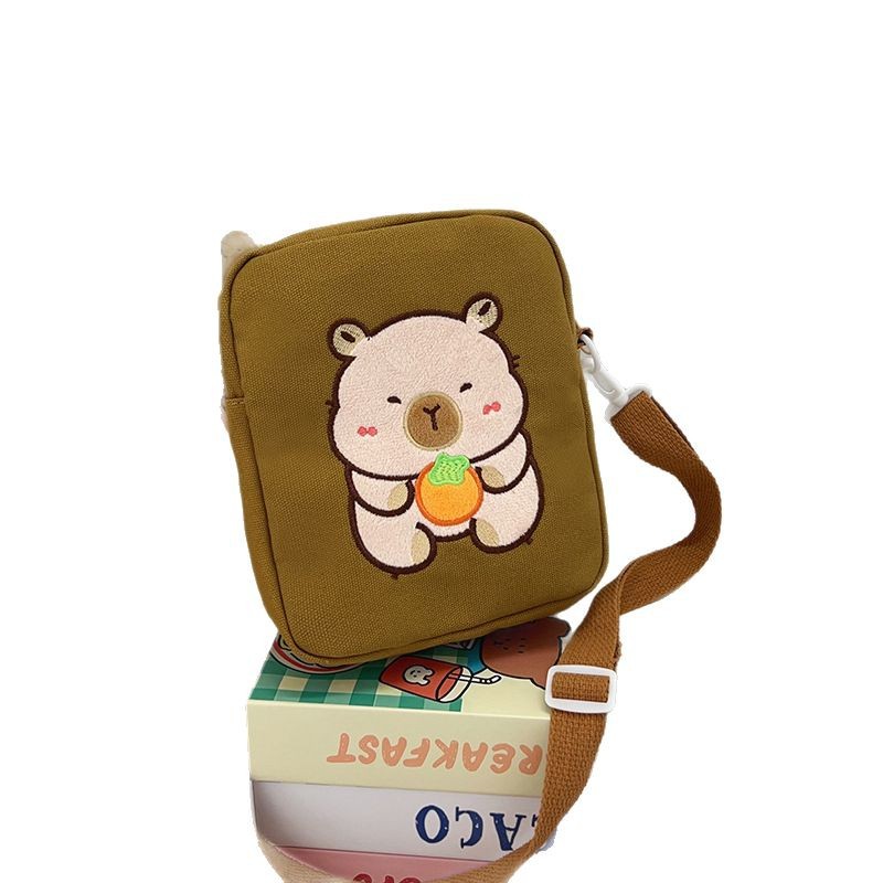 New cartoon and cute children's single-shoulder bag, casual and versatile canvas crossbody bag, children's storage coin purse, mobile phone case Item Picture