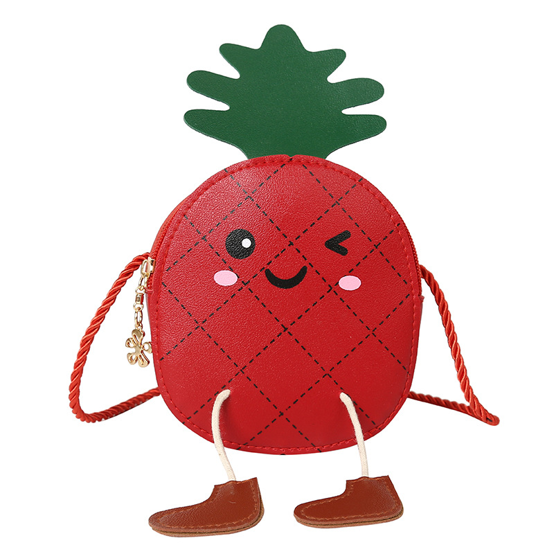 New cute pineapple children's bag, little girl crossbody bag, fashionable cartoon single-shoulder bag, baby accessories, coin purse Item Picture