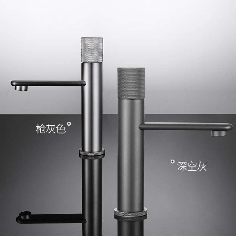 Cross-border hotel bathroom, washbasin, surface basin, hand-washing basin, double-hole minimalist all-copper, cold and hot grey faucet Specification drawing