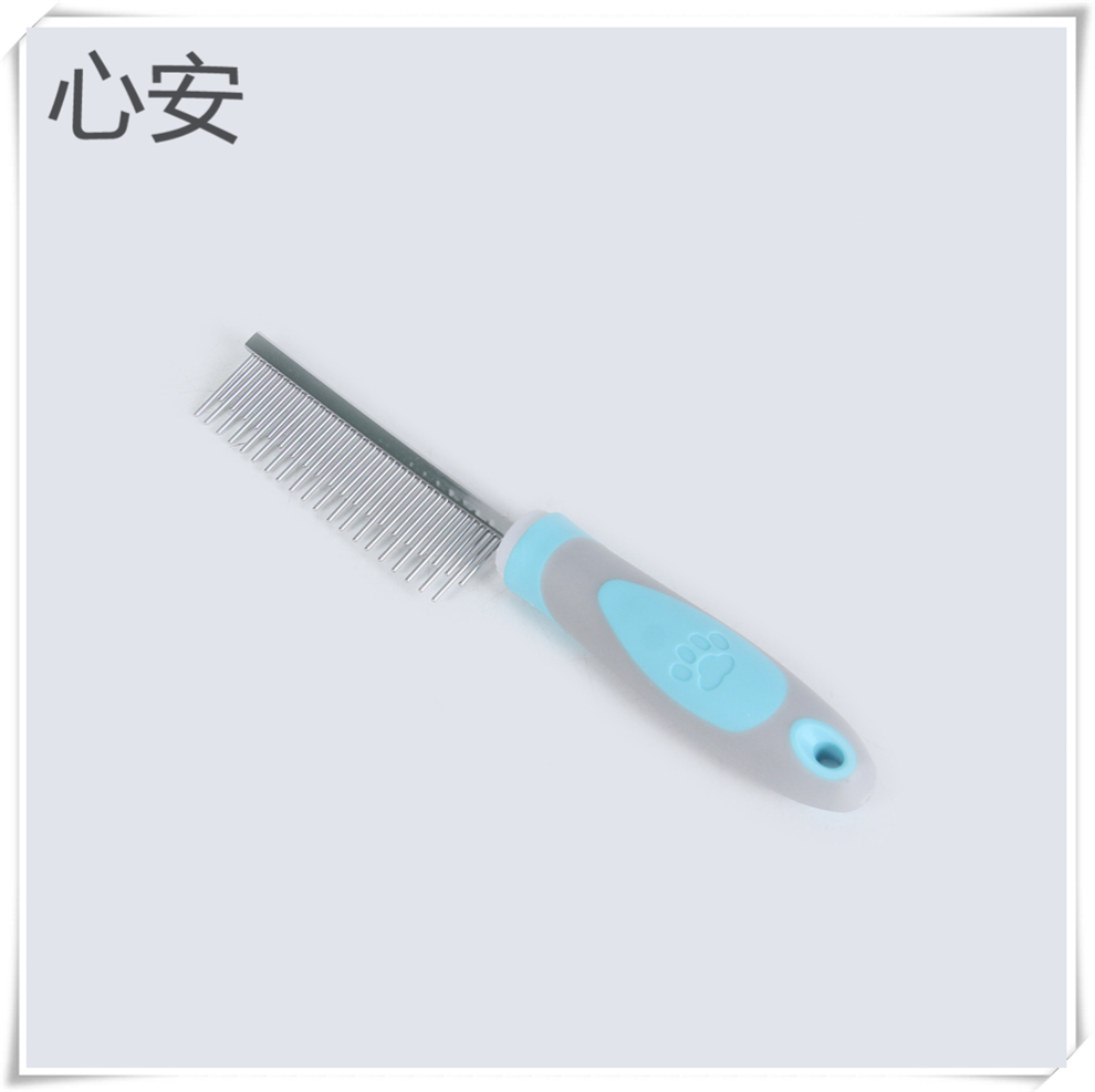 Colorful pet comb, stainless steel single-sided high and low comb, dog hair brush, knot-opening comb, anti-knotting cat and dog pet supplies Item Picture