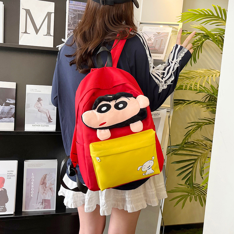 New Crayon Shin-chan cartoon children's backpack, cute and casual student schoolbag, plush toy backpack, cross-border details Picture