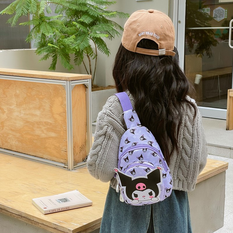 Wholesale new cross-border small-sized children's chest bags with double zippers and large capacity, cute single-shoulder bags for boys and girls in kindergartens Specification drawing