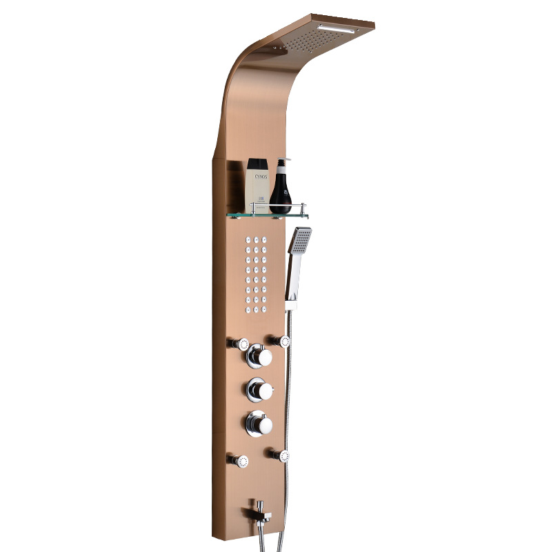A complete set of all-copper concealed shower screen and showerhead, a constant temperature collection outdoor bathroom bathing three-piece magic system Item Picture