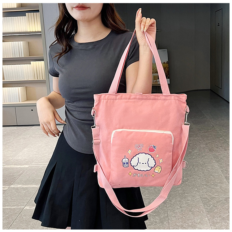 A new 2024 simple and casual single-shoulder bag with a large capacity and versatile cartoon canvas bag for girls Application Scenario