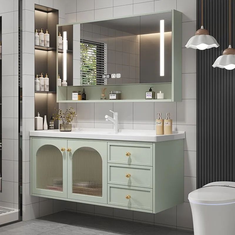 Simple French ceramic integrated bathroom cabinet, washbasin, bathroom washbasin set, washbasin combination, modern oak full figure