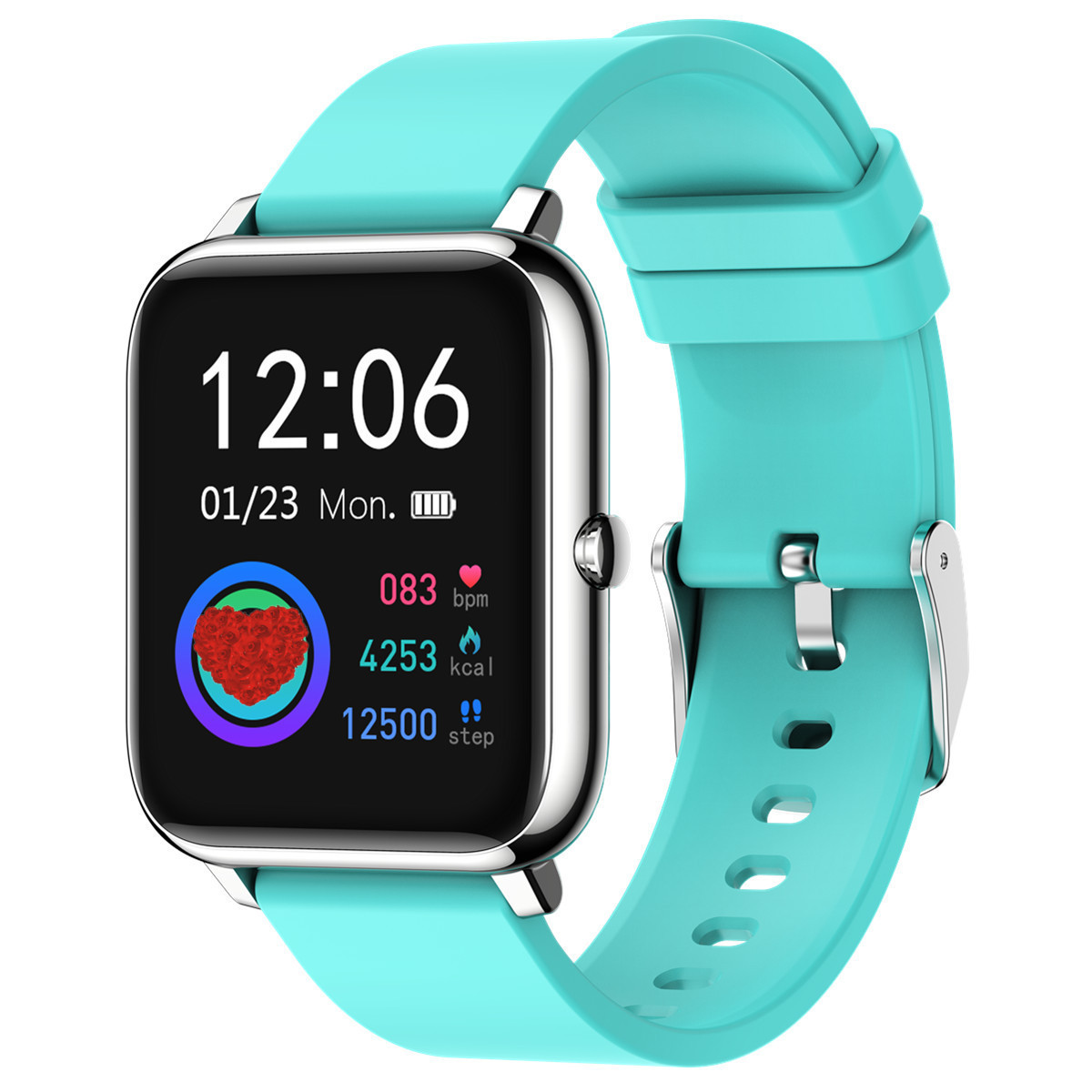 The new P22 multi-sport smart bracelet features a large screen, full touch, waterproof, blood pressure and heart rate monitoring, and multiple straps for replacement details Picture