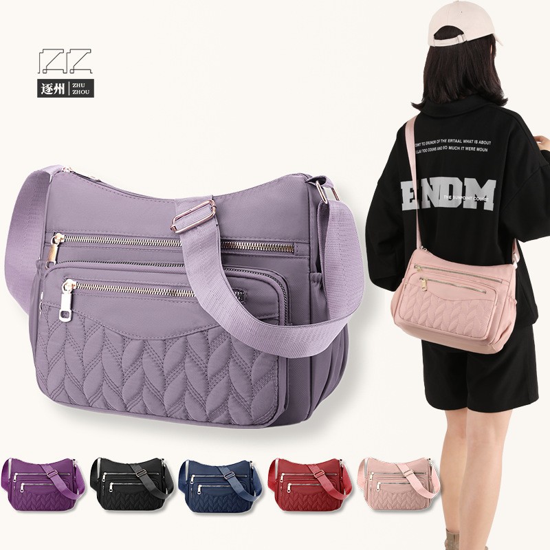 New women's crossbody bag, nylon, fashionable and stylish single-shoulder bag, large capacity, multi-layer, simple middle-aged mom bag full figure