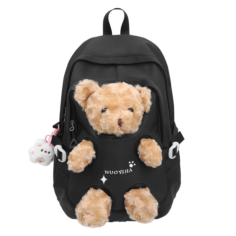 Cute little bear backpack for girls, high appearance level, schoolbag for junior and senior high school students, cartoon doll schoolbag for girls Item Picture