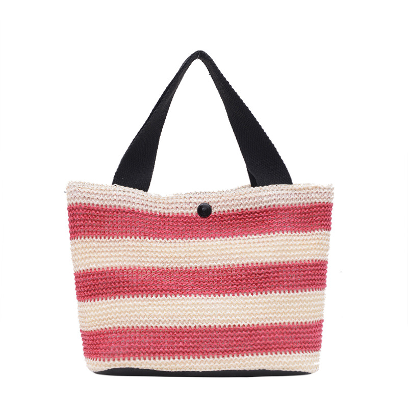 2021 New style woven hand-held women's bags, ins straw woven fashionable hand-held bags, beach bags, hand-held lunch boxes and bento boxes wholesale Item Picture