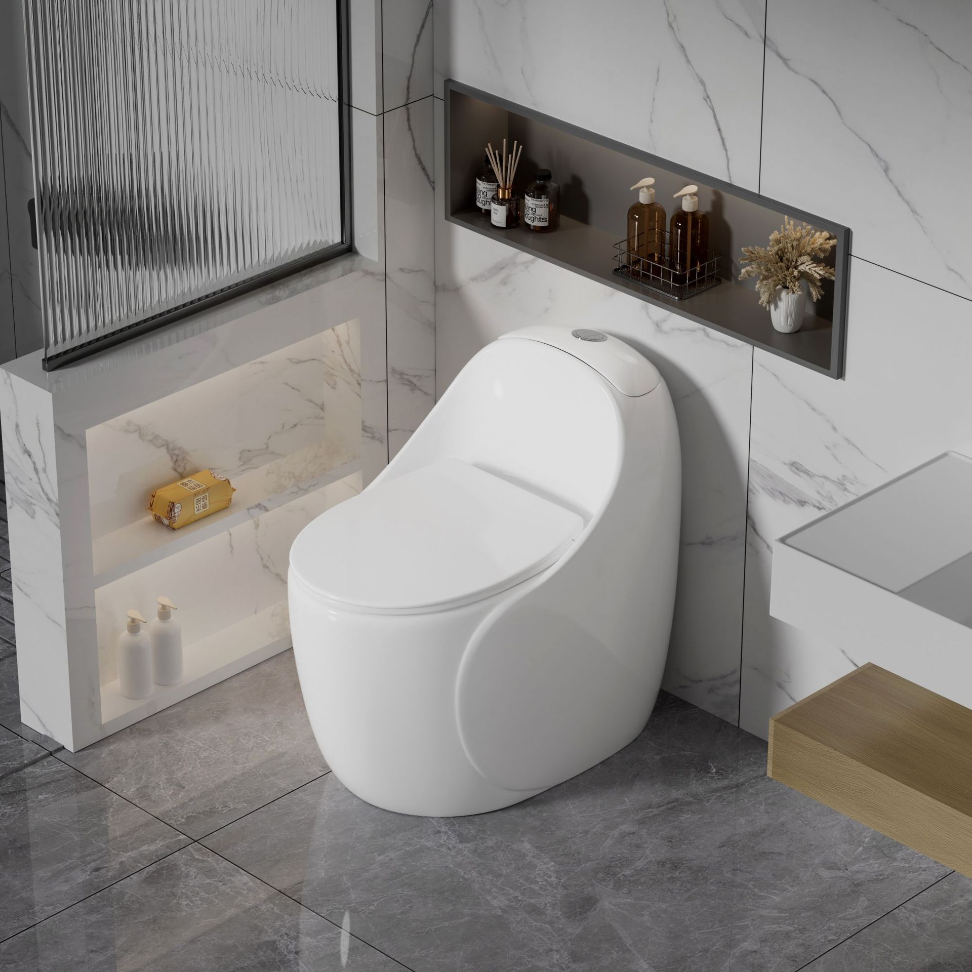Creative toilet seat, home bathroom, personalized egg-shaped colored ceramic flush, wholesale for homestay and hotel projects details Picture