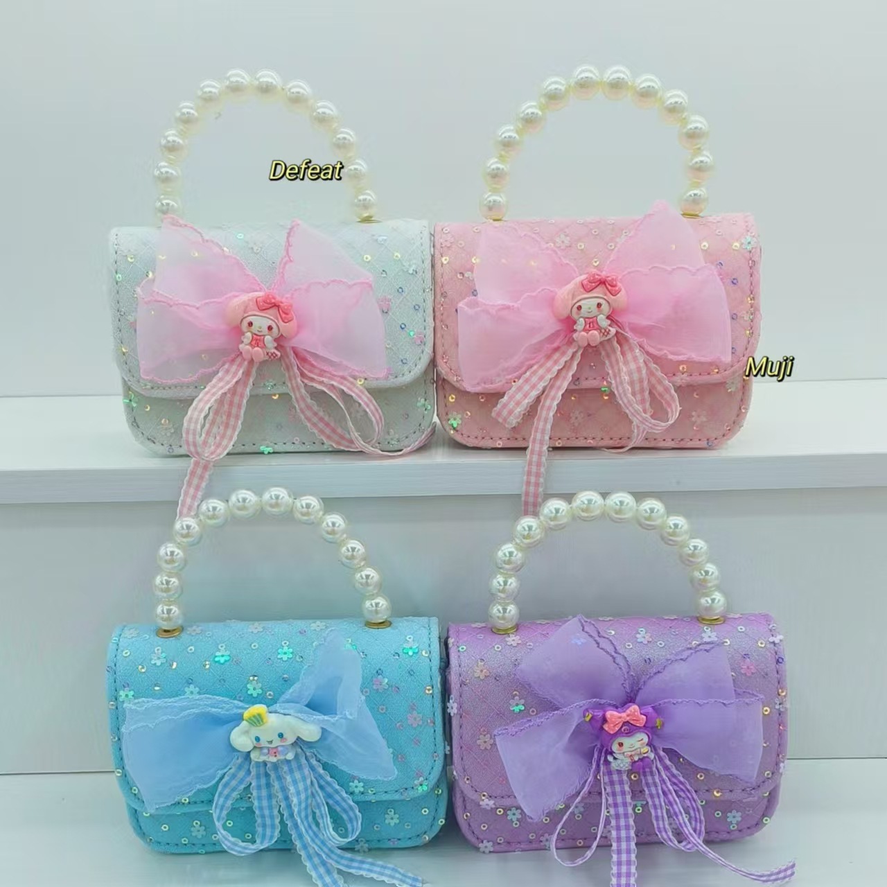 Pearl handbag, crossbody accessory bag, Melody Kuromi children's princess bag, girls' lucky money bag, small square bag full figure