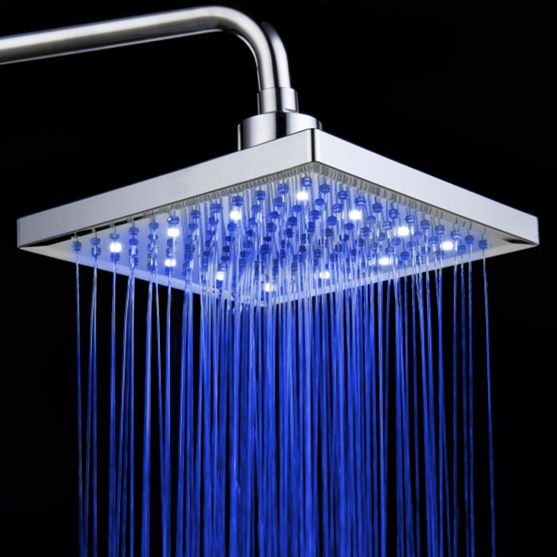 led top spray temperature-controlled three-color light-emitting color-changing nozzle, 8-inch square water-saving pressure-increasing top spray SDH-B1 set details Picture