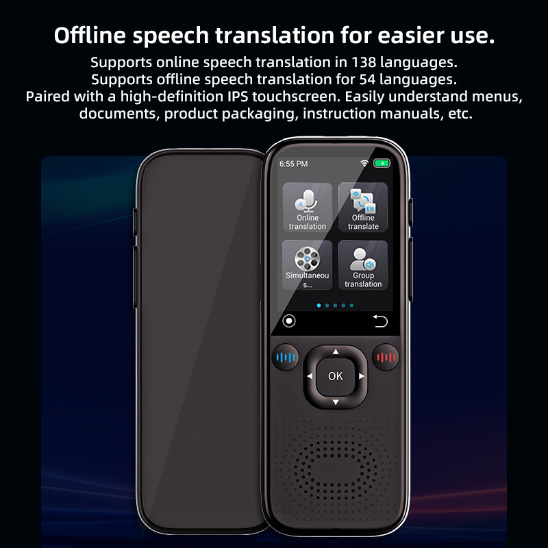 The source factory's large-screen intelligent voice translation machine offers multi-language translation and photo taking in 142 languages for cross-border business travel details Picture