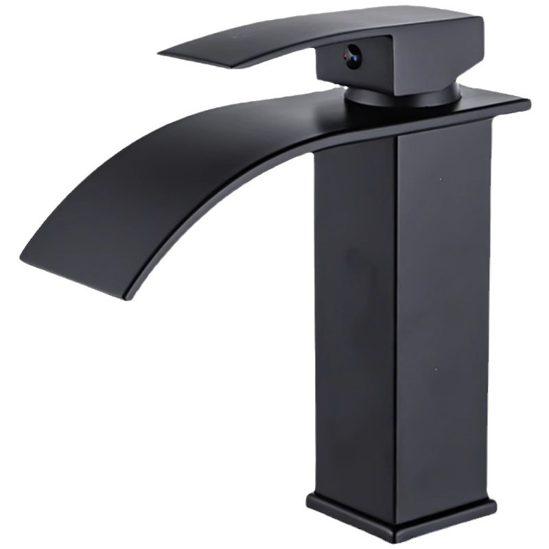 Waterfall faucet, hot and cold countertop basin, face wash basin, bathroom washbasin, bathroom cabinet, square washbasin faucet Item Picture