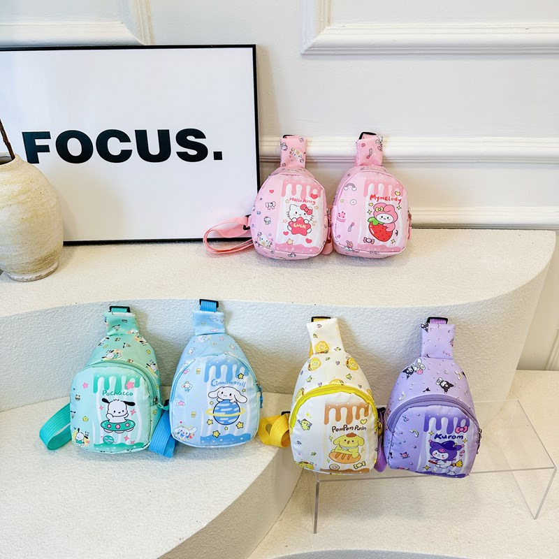 New cartoon-patterned chest bag for children, single-shoulder crossbody, fashionable mini backpack for kindergartens, trendy bags for boys and girls full figure