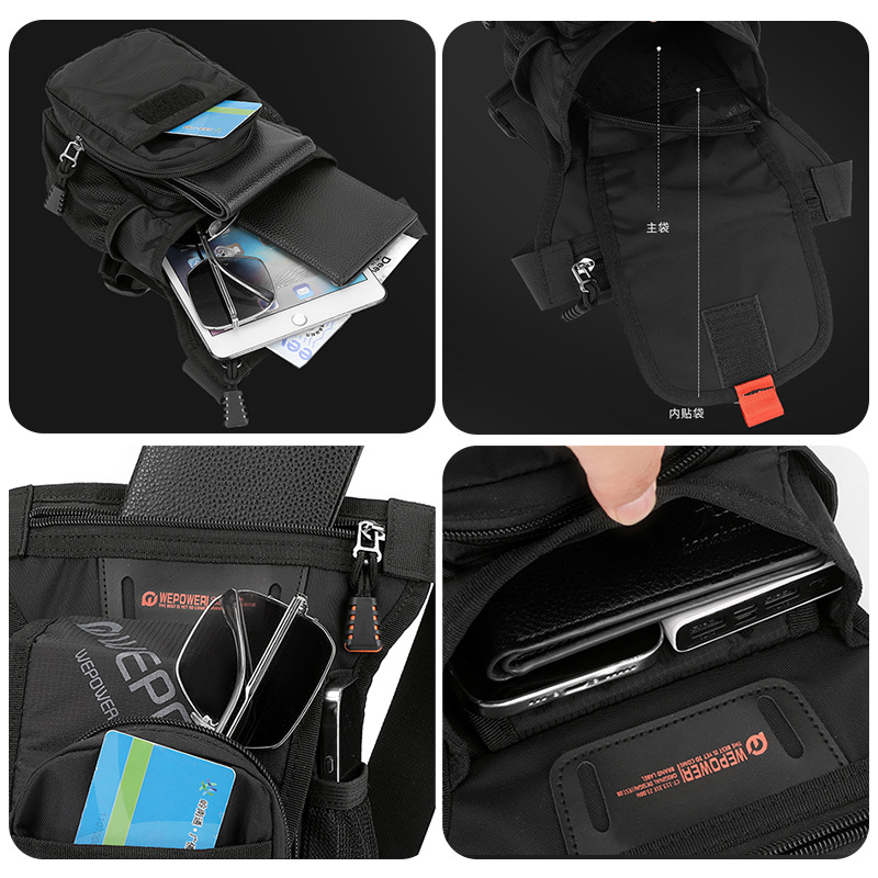 WEPOWER Outdoor sports waist bag, multi-functional hiking shoulder crossbody bag, men's mobile phone bag, cycling leg bag Application Scenario