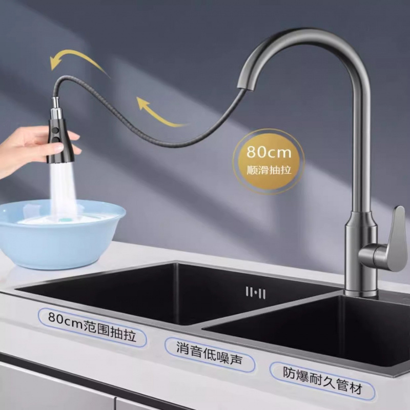 Stainless steel pull-out faucet, hot and cold sink, rotating sink, telescopic household item, free shipping Application Scenario