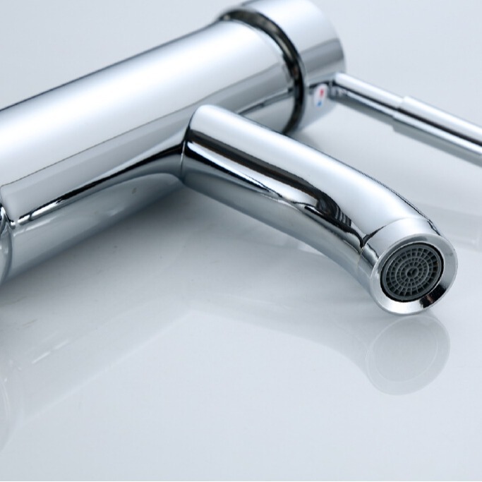 Washbasin faucet, cold and hot water, stainless steel copper core, single hole, hand washing basin, top basin, bottom basin, faucet raised Specification drawing