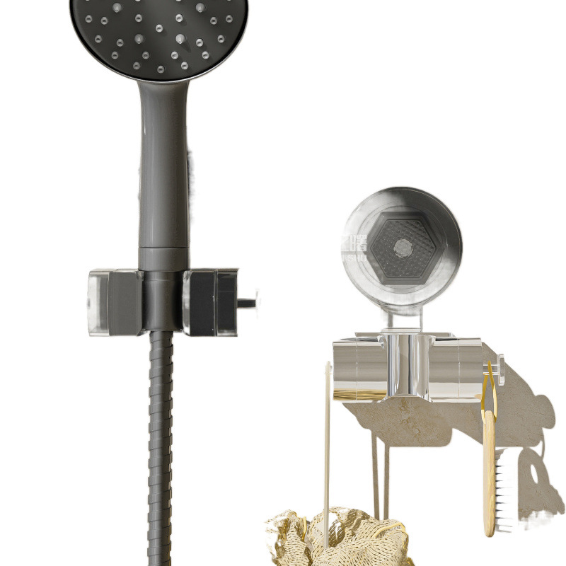 Universal suction cup showerhead bracket, a no-drilling fixation wonder, adjustable showerhead base, mobile for household use Item Picture