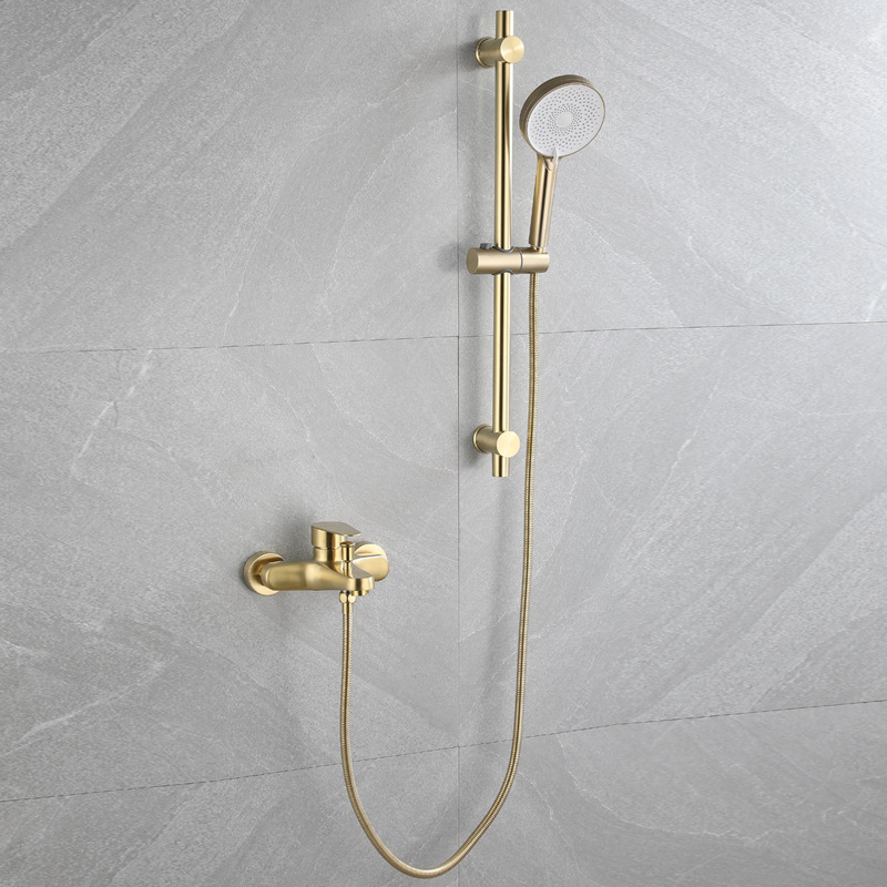Gun gray, black, brushed gold, three-piece bathtub, faucet, showerhead set, lifting pole set for cross-border trade details Picture