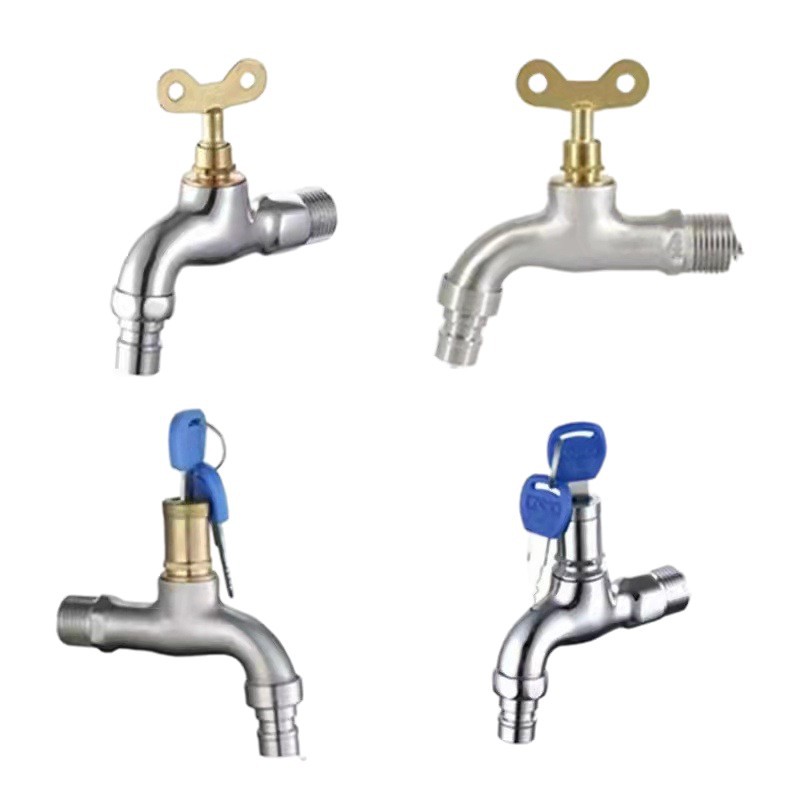 304 stainless steel faucet, household 4-point washing machine alloy faucet, copper double quick-opening mop sink, extended faucet Item Picture