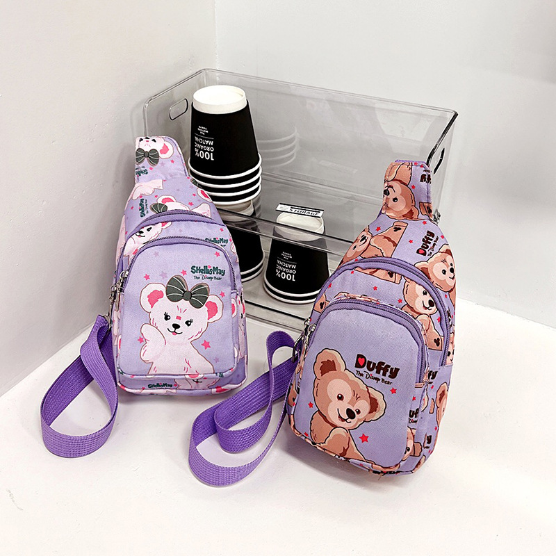 2022 New Children's coin purse, popular cartoon bear nylon crossbody bag, Korean-style chest bag, and small backpacks for boys and girls full figure