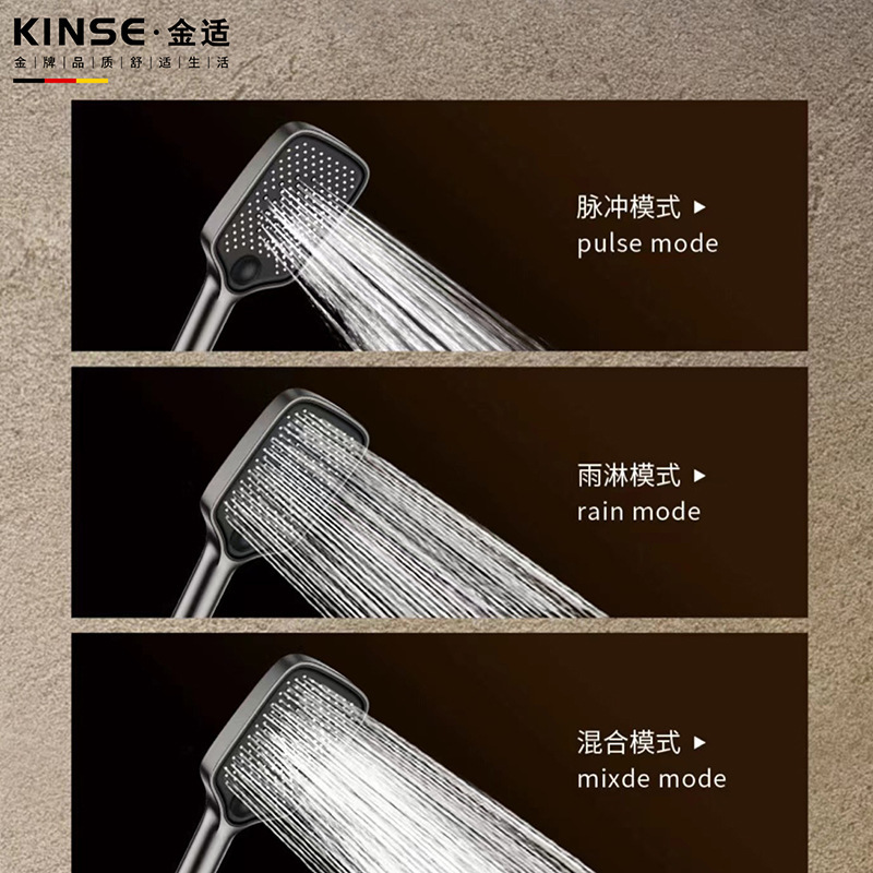 Piano aircraft carrier key constant temperature shower head set, digital display large shower set, gun ash digital display liquid silicone flower wine Application Scenario
