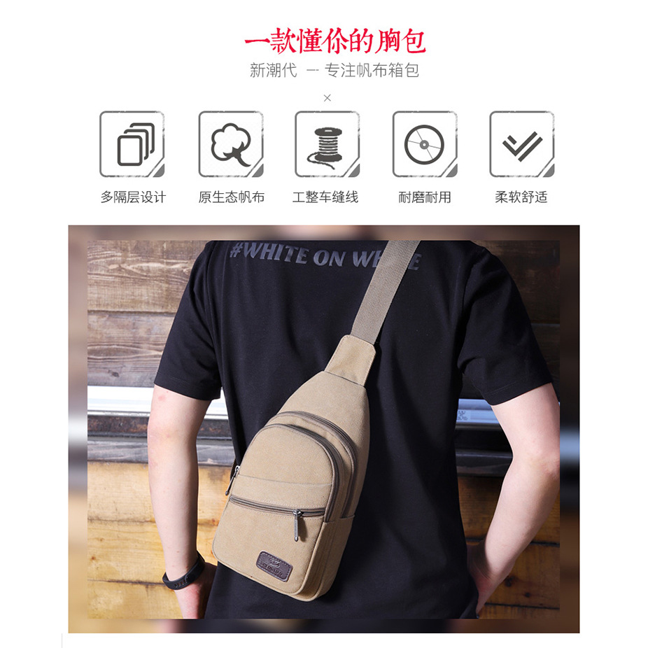 2025 New casual bag, men's bag, canvas chest bag, single-shoulder bag, fashionable crossbody bag, men's outdoor sports bag Application Scenario