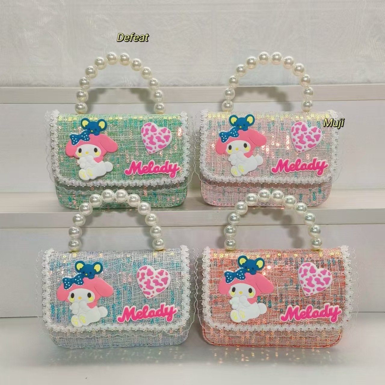Melody Pearl handbag, Princess bag, crossbody bag, loose change accessory bag, Children's bag, chain small square bag, cartoon bag Application Scenario