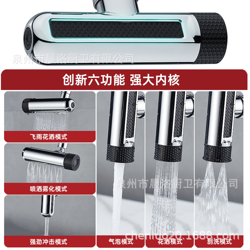 Kitchen faucet splash-proof six-level rain waterfall water outlet, universal rotating bubble generator, pressure-increasing extension faucet joint Application Scenario