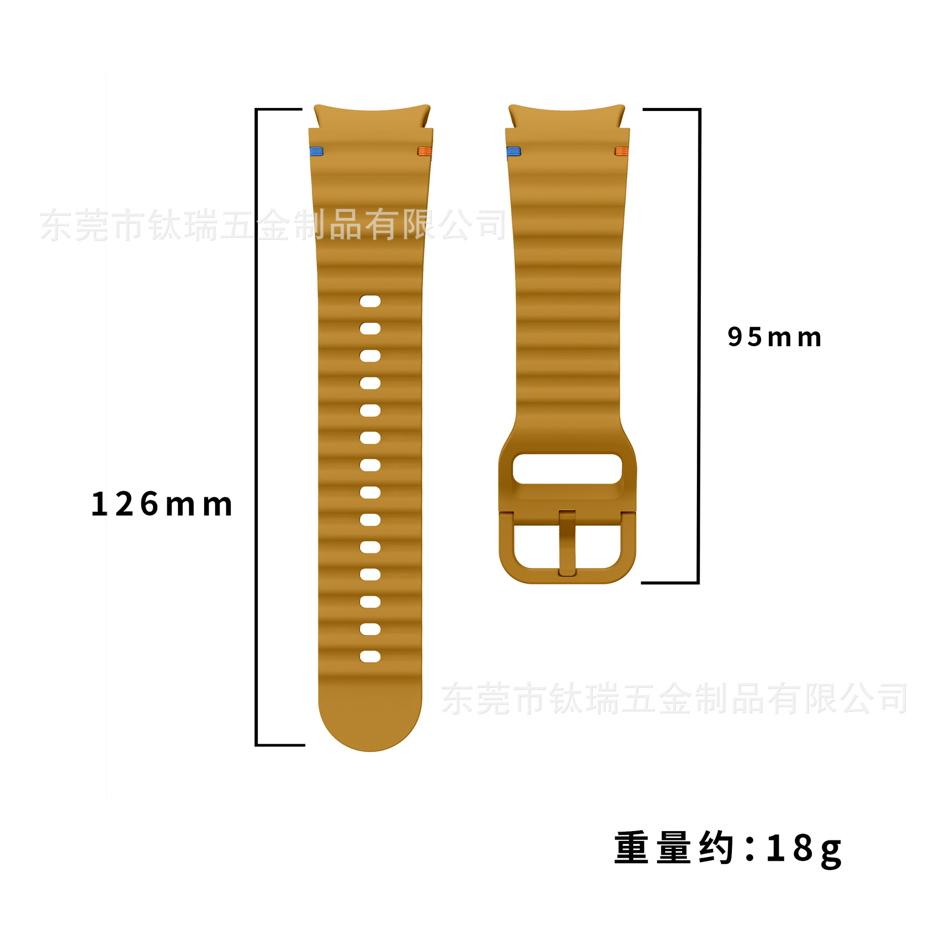 Applicable to the official Galaxy watchFE/6/5/4 with wavy seam silicone strap of Samsung Watch 7 Specification drawing